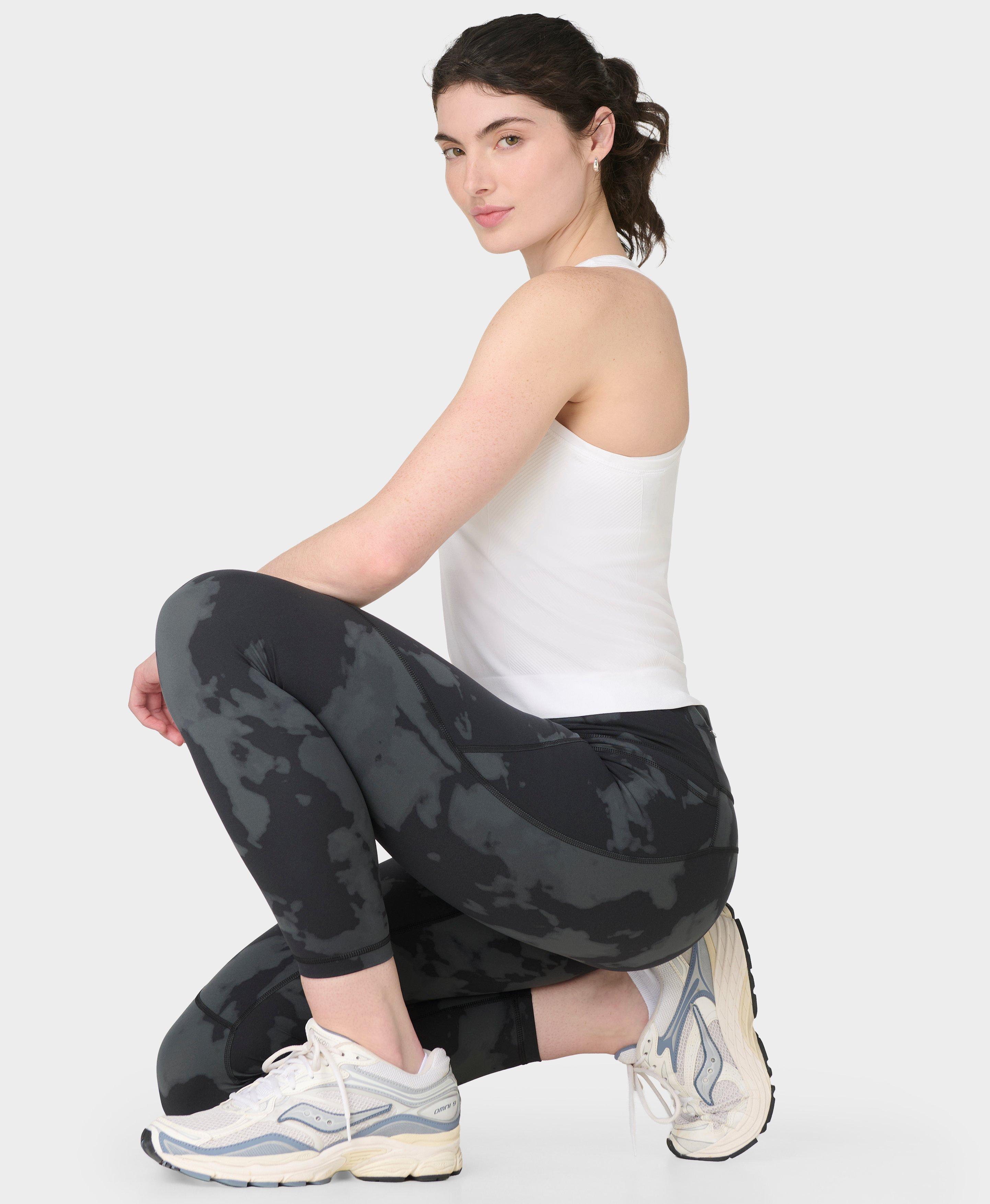 Power 7/8 Workout Leggings - Black Micro Dot Print - 7/8 Length