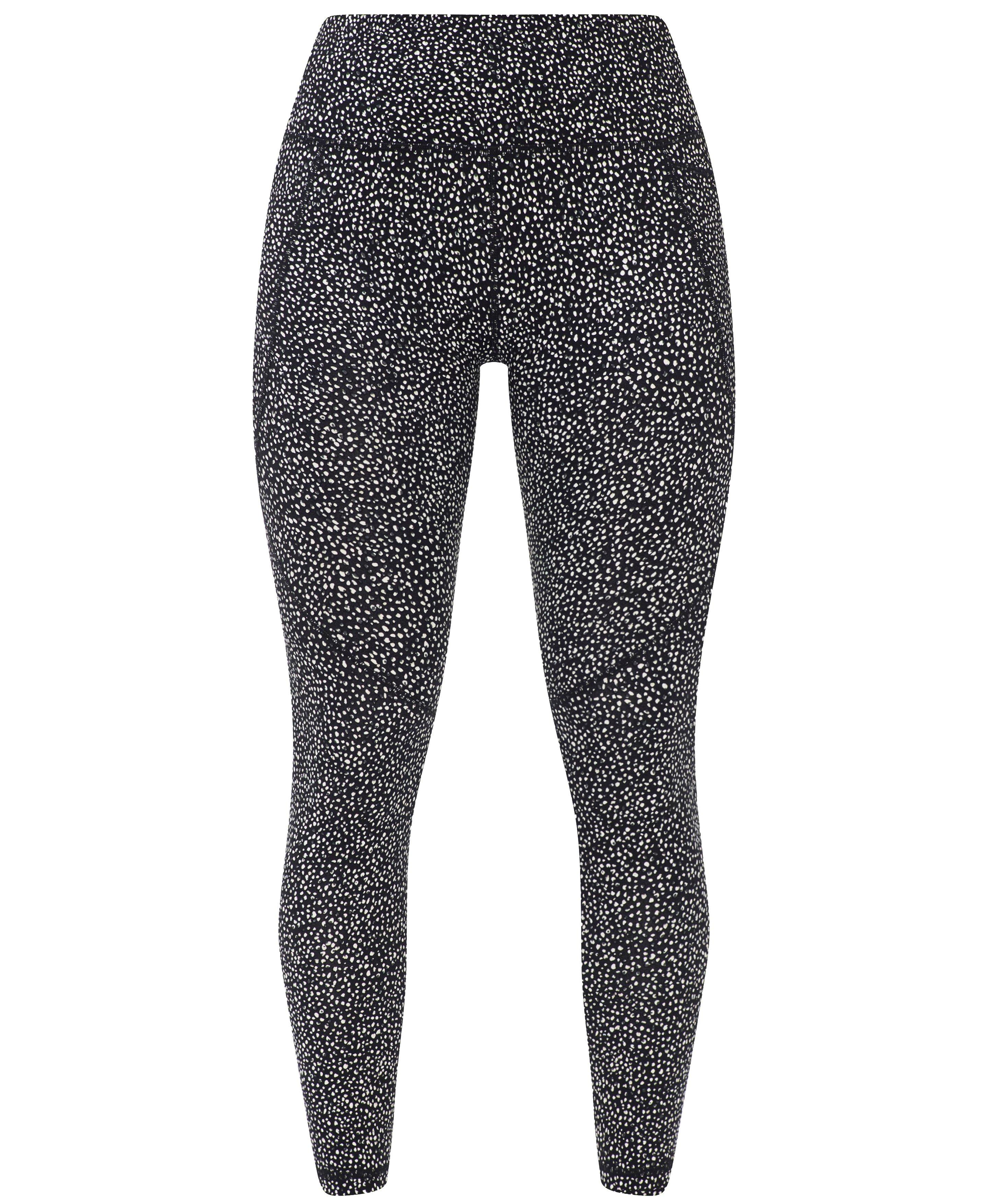 Power 7/8 Workout Leggings - Black Micro Dot Print - 7/8 Length