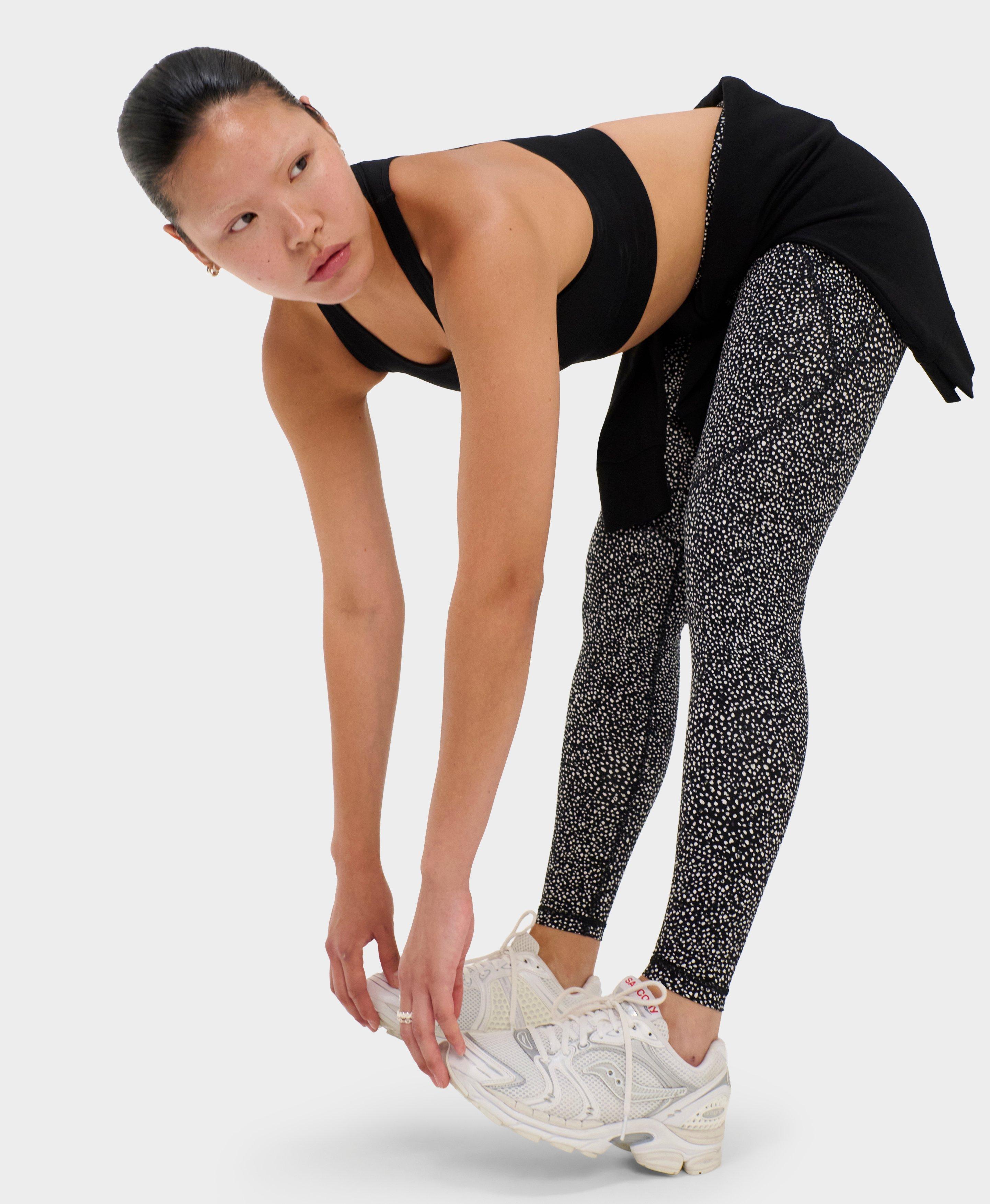 Power Workout Leggings - Black Micro Dot Print - Full Length