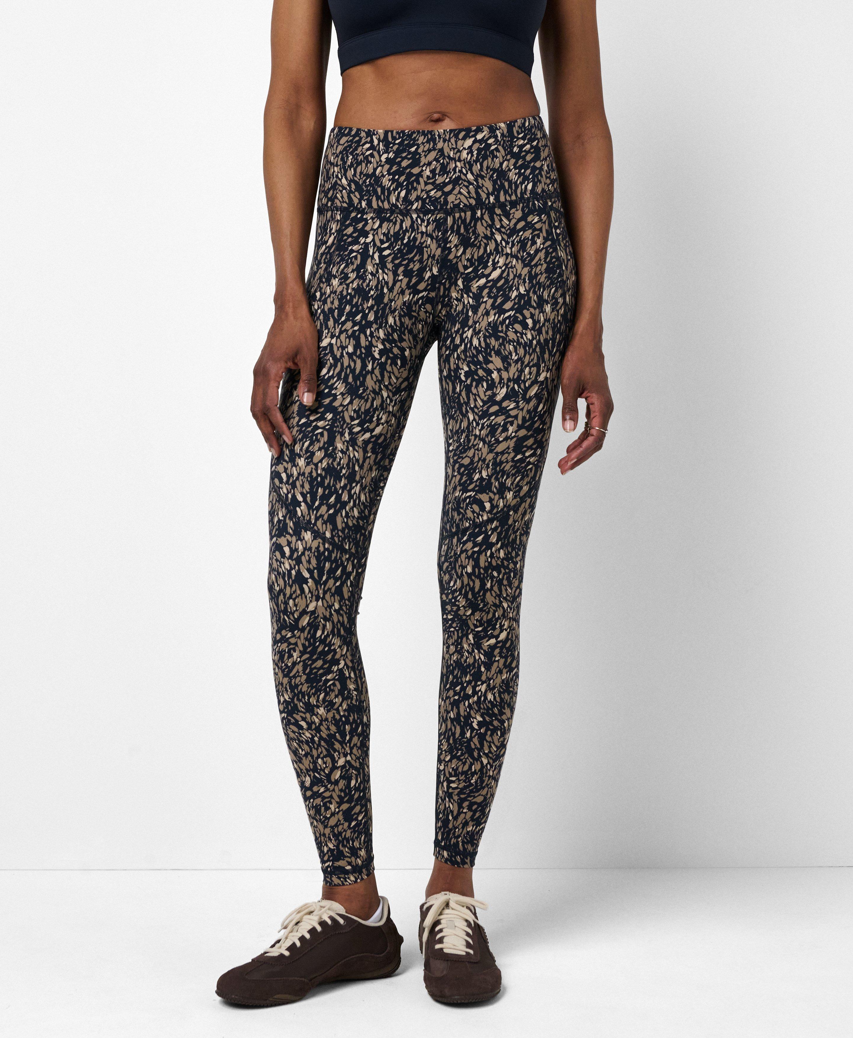 Power Workout Leggings - Blue Cascade Dab Print - Full Length