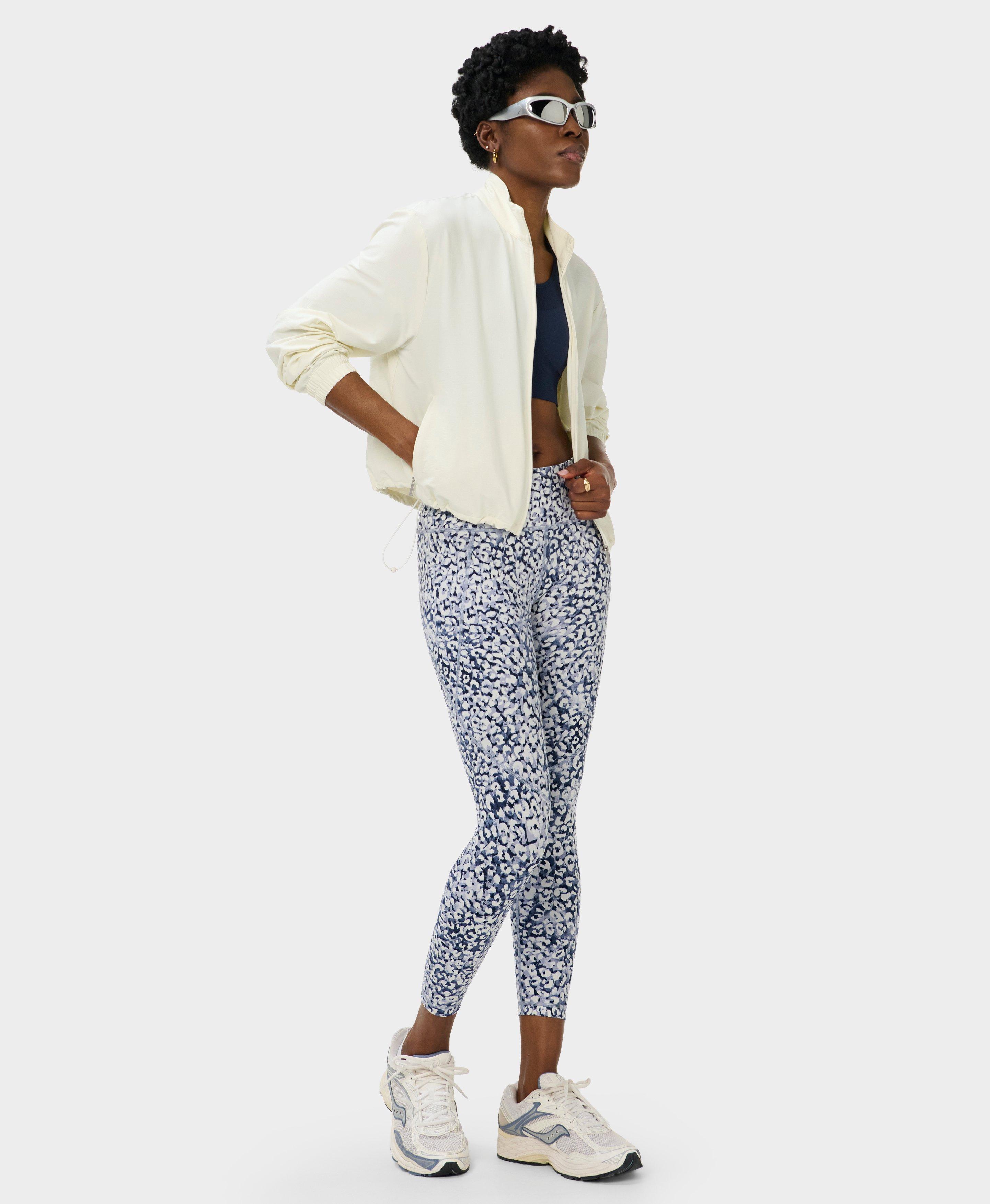 Power 7/8 Workout Leggings - Blue Faded Lynx Print - 7/8 Length