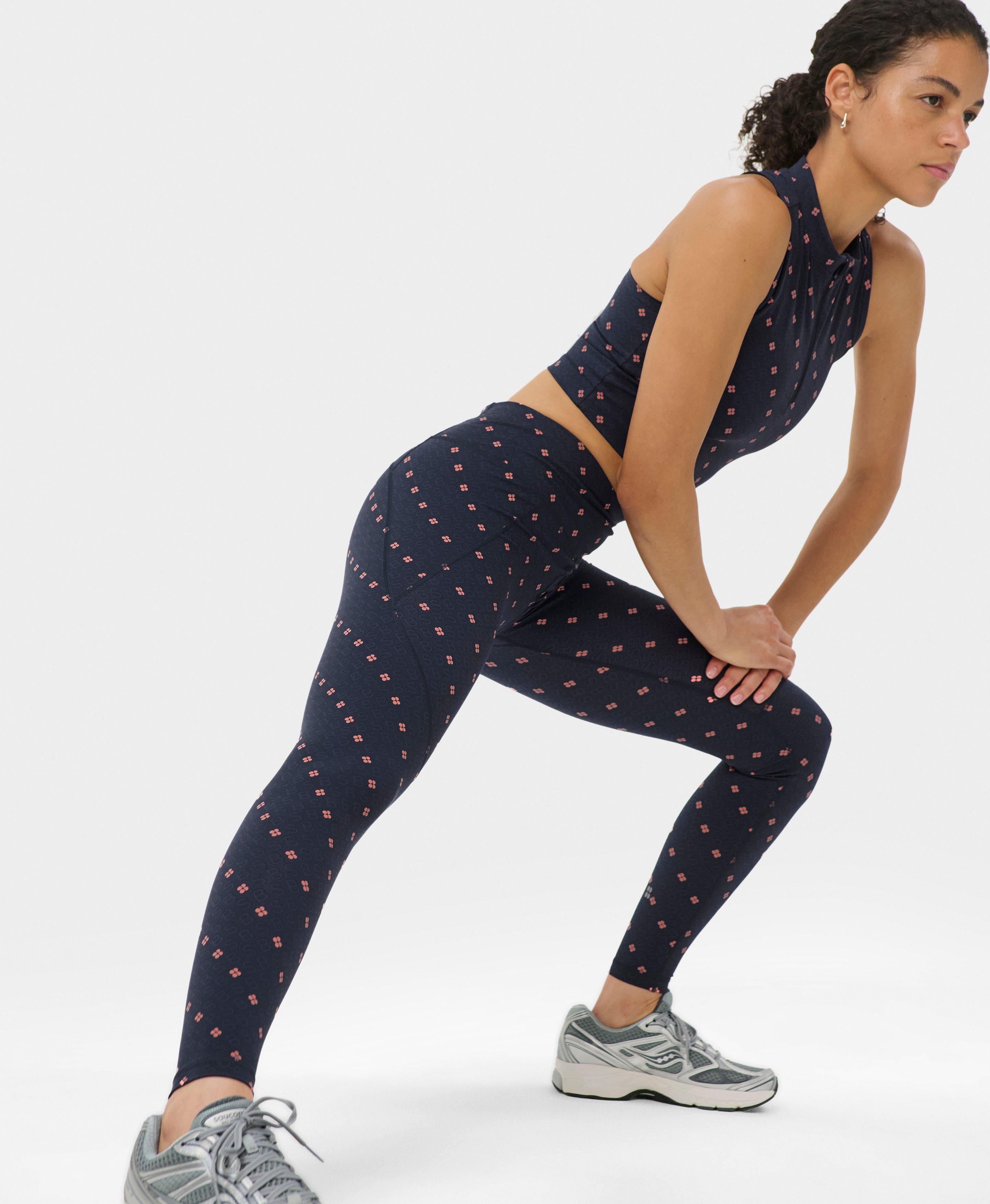 Power Workout Leggings - Blue SB Icon Print - Full Length