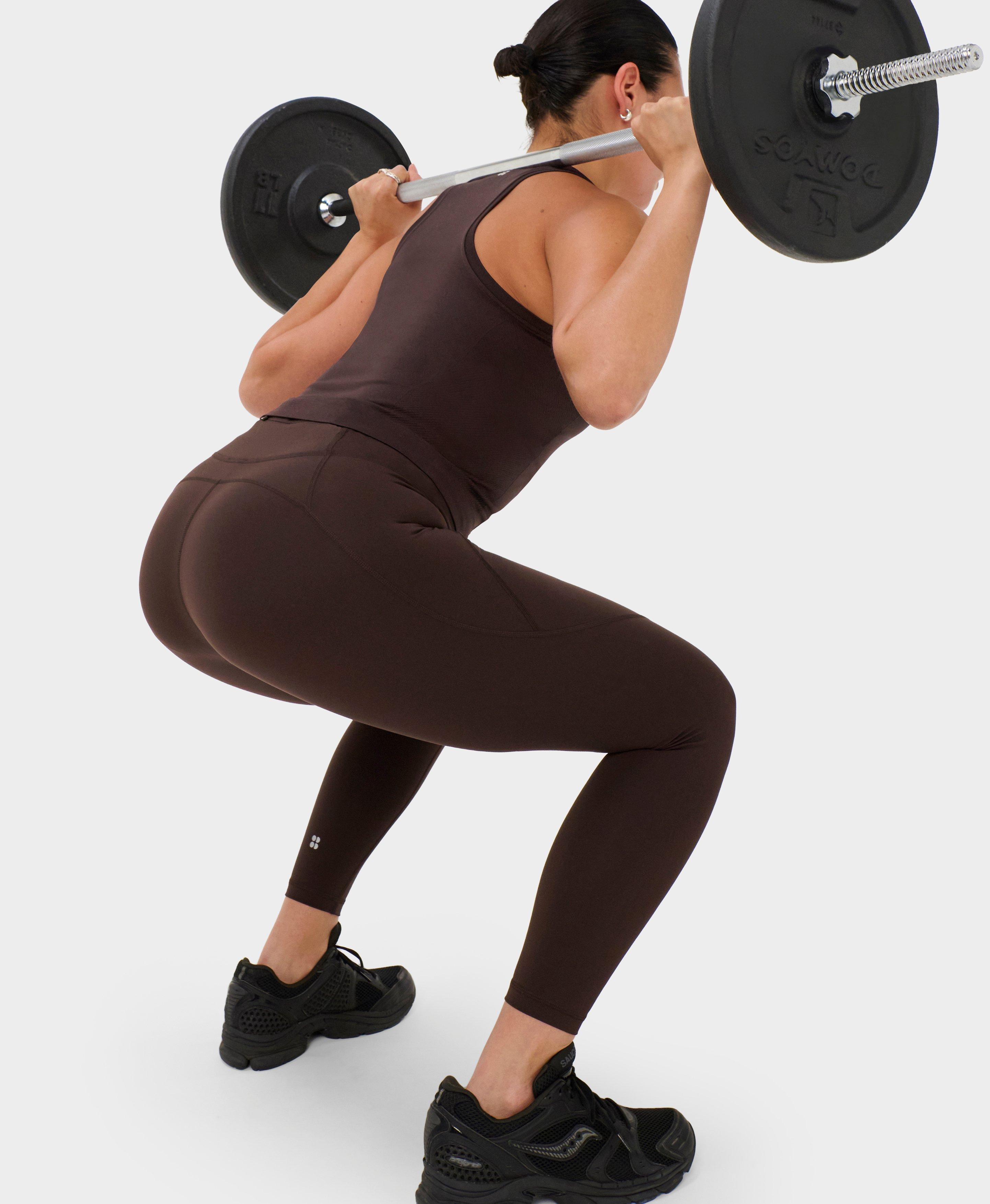 Power 7/8 Workout Leggings - Espresso Brown - 7/8 Length