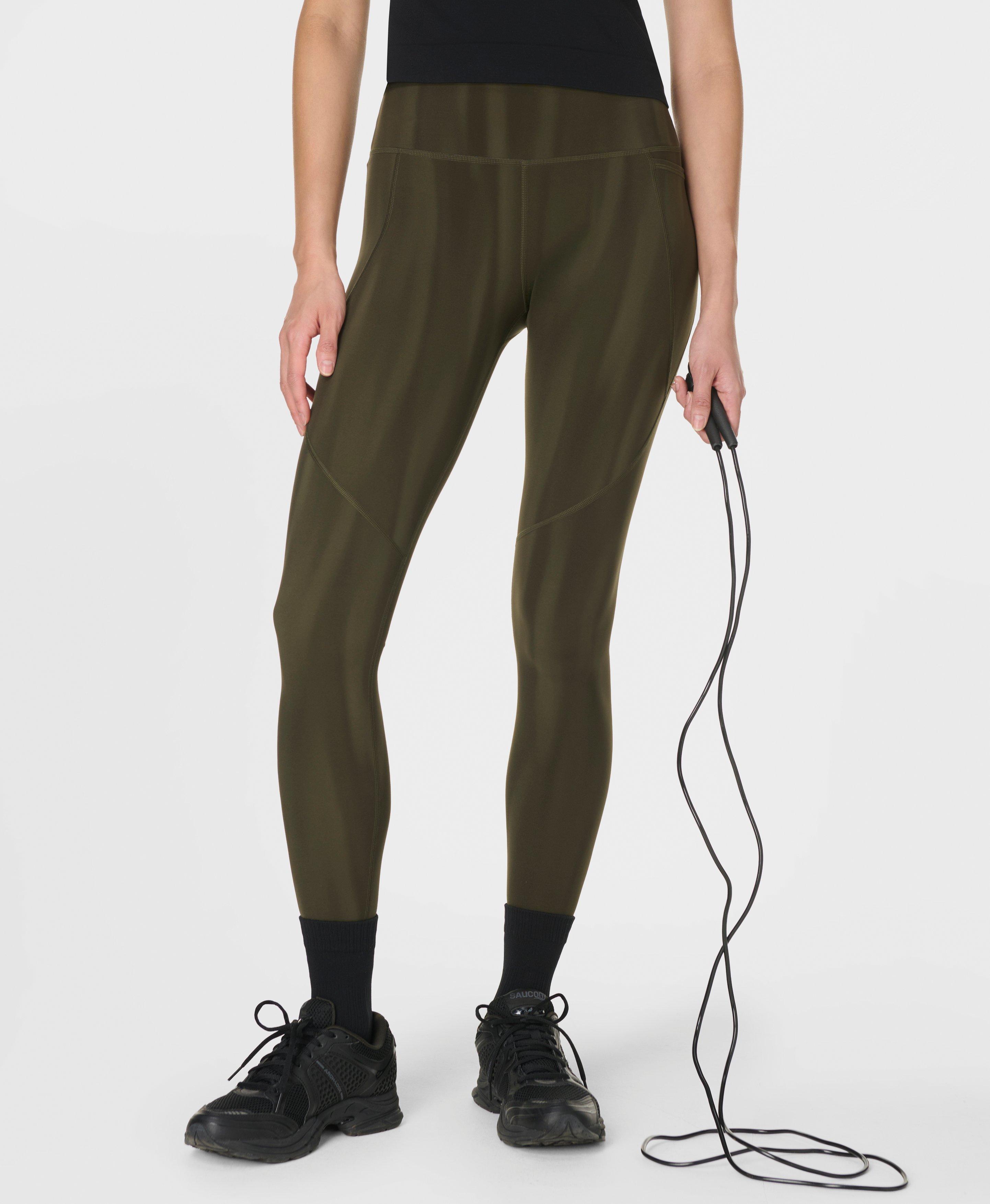 Power Workout Leggings - Green Glow Print - Full Length