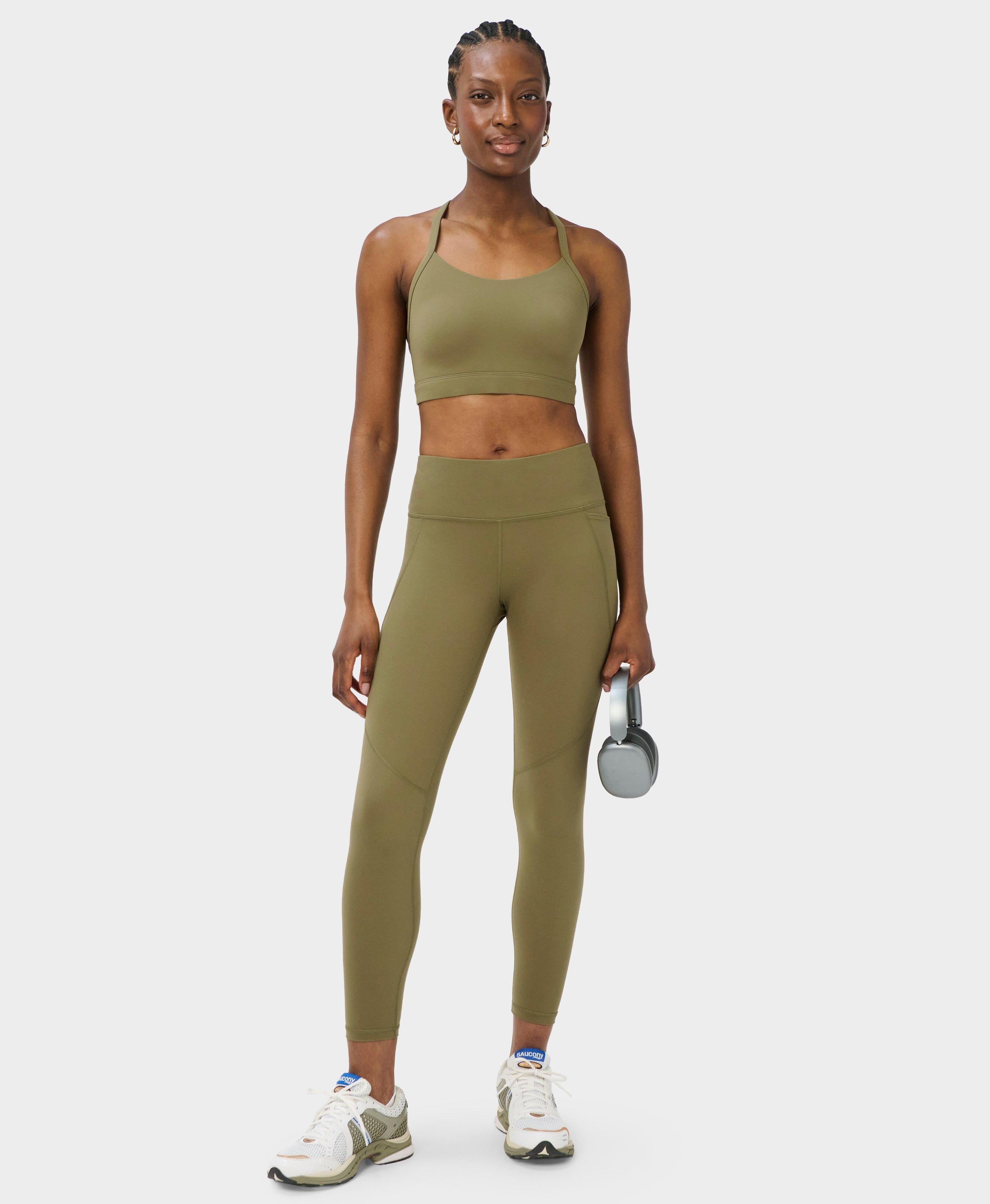 Power 7/8 Workout Leggings - Khaki Brown - 7/8 Length