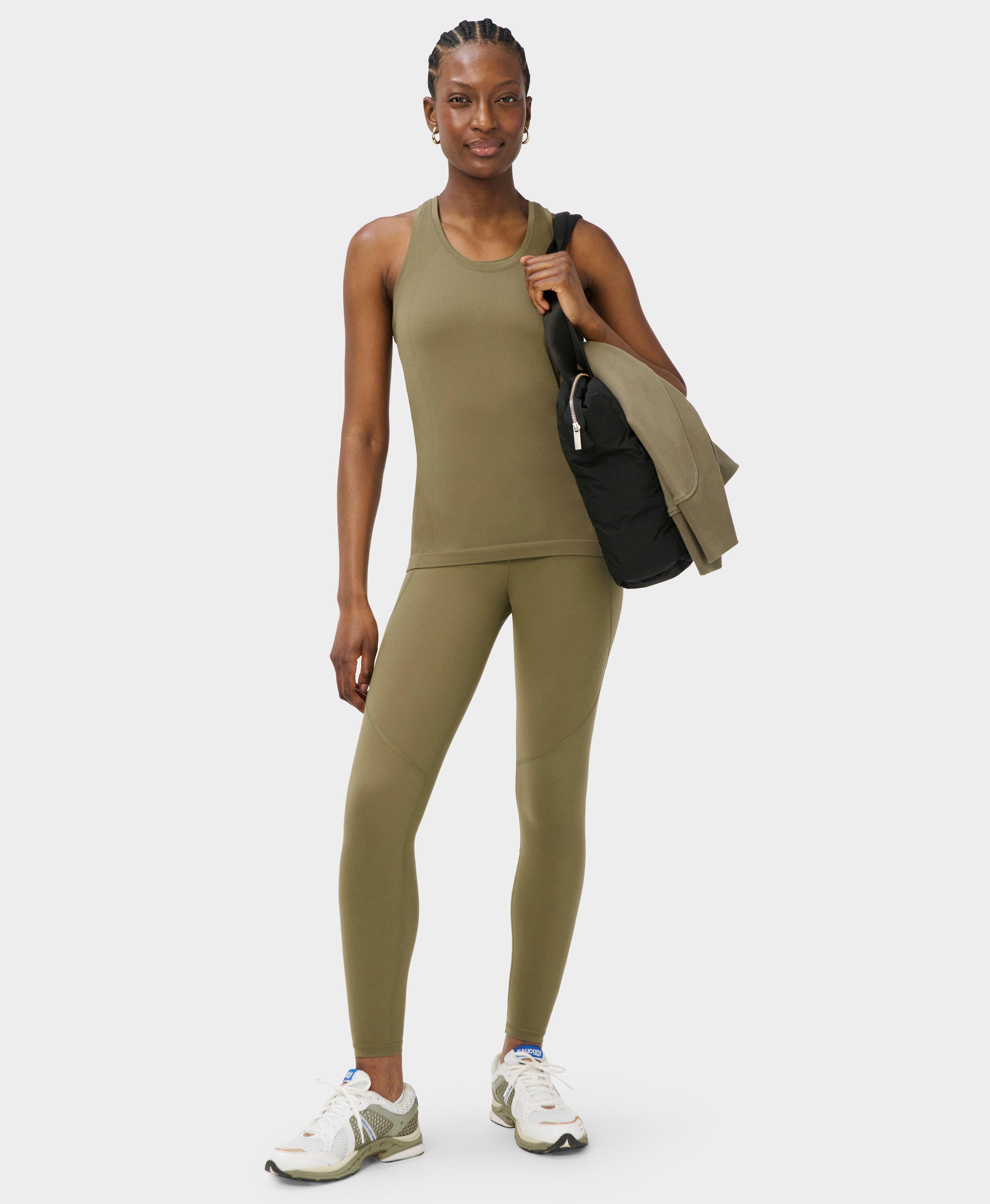 Power Workout Leggings - Khaki Brown - Full Length