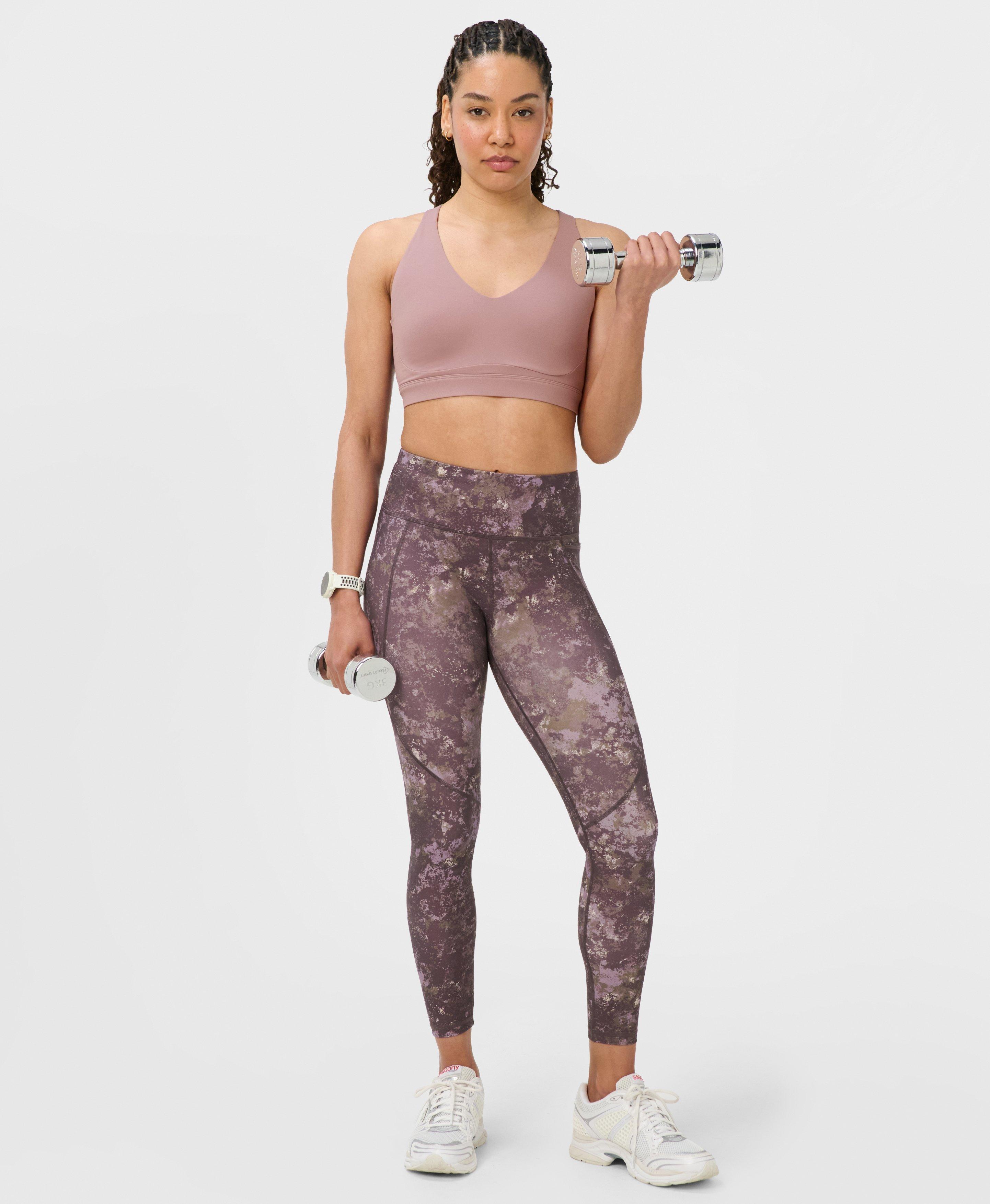 Power 7/8 Workout Leggings - Purple Erosia Print - 7/8 Length