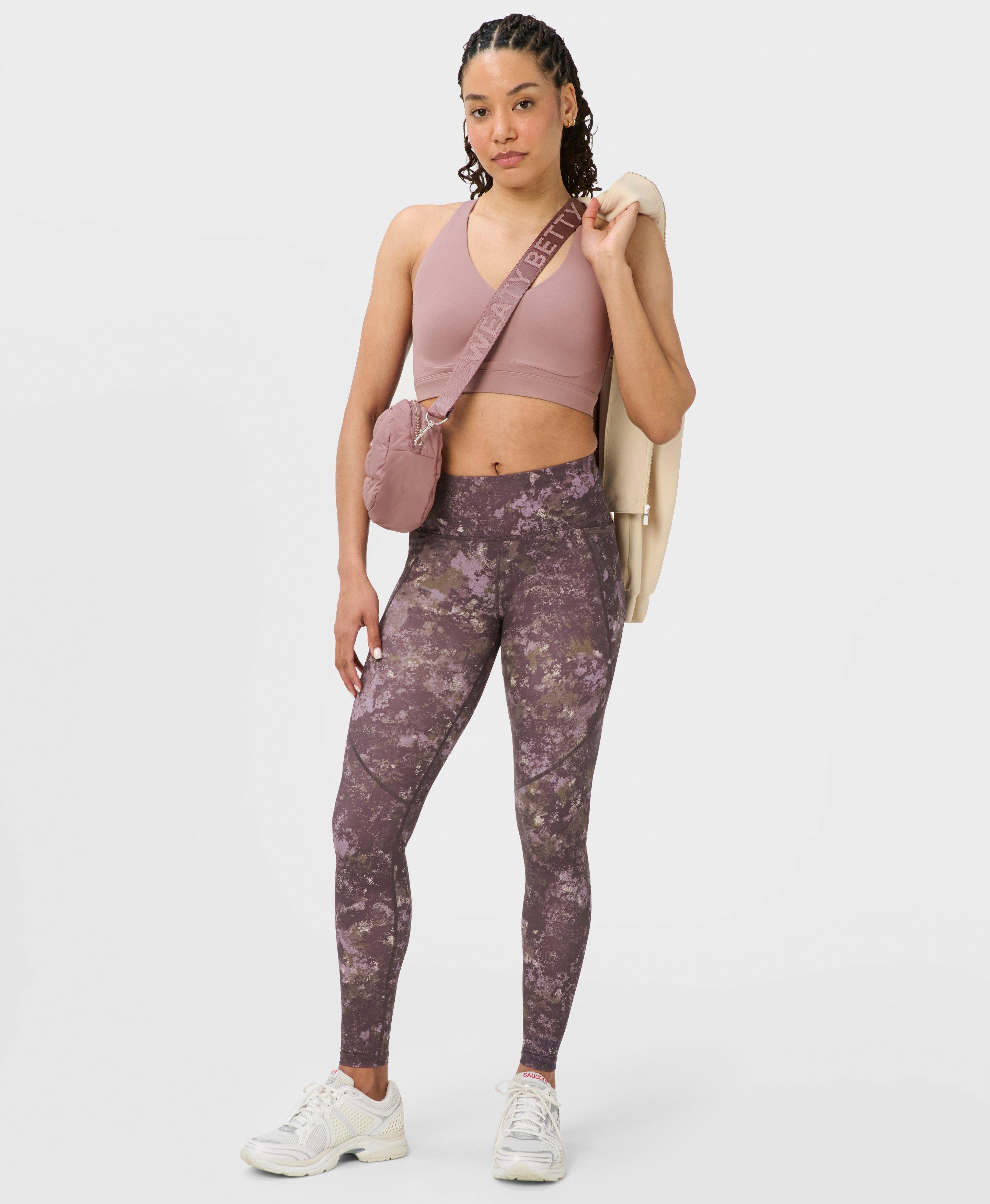 Power Workout Leggings - Purple Erosia Print - Full Length