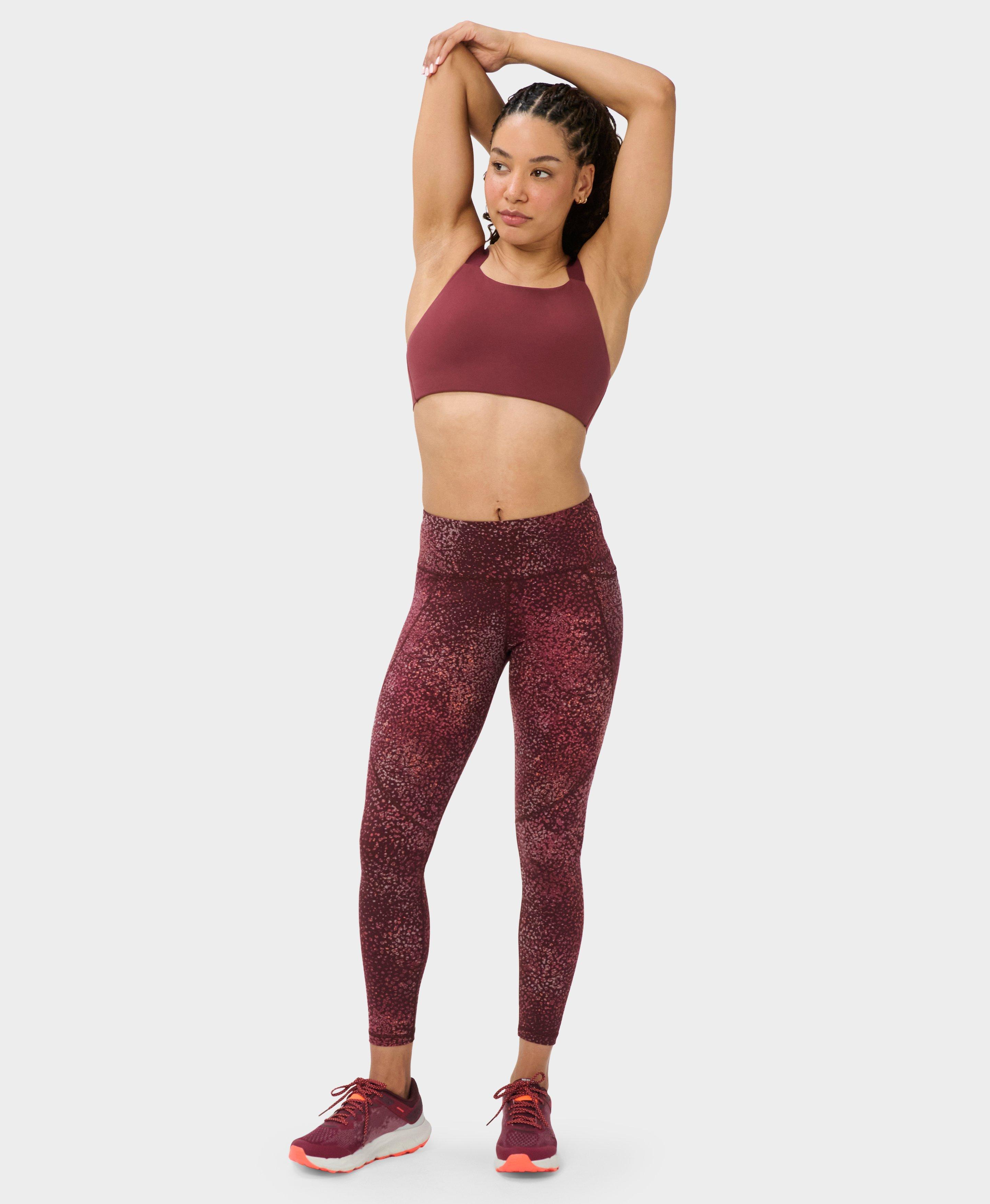 Power 7/8 Workout Leggings - Red Dot Terrain Print - 7/8 Length