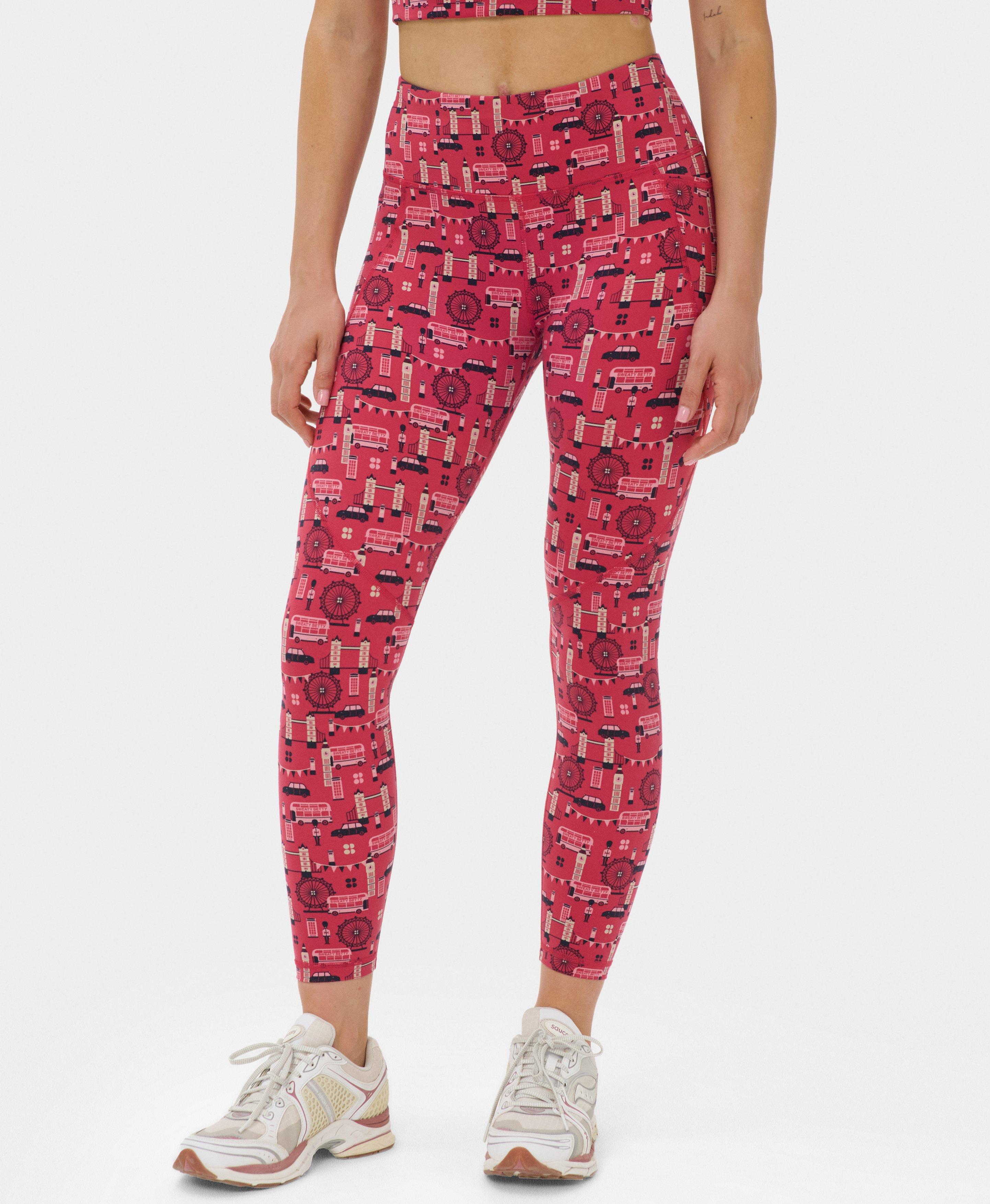 Power 7/8 Workout Leggings - Red Landmark Print - 7/8 Length