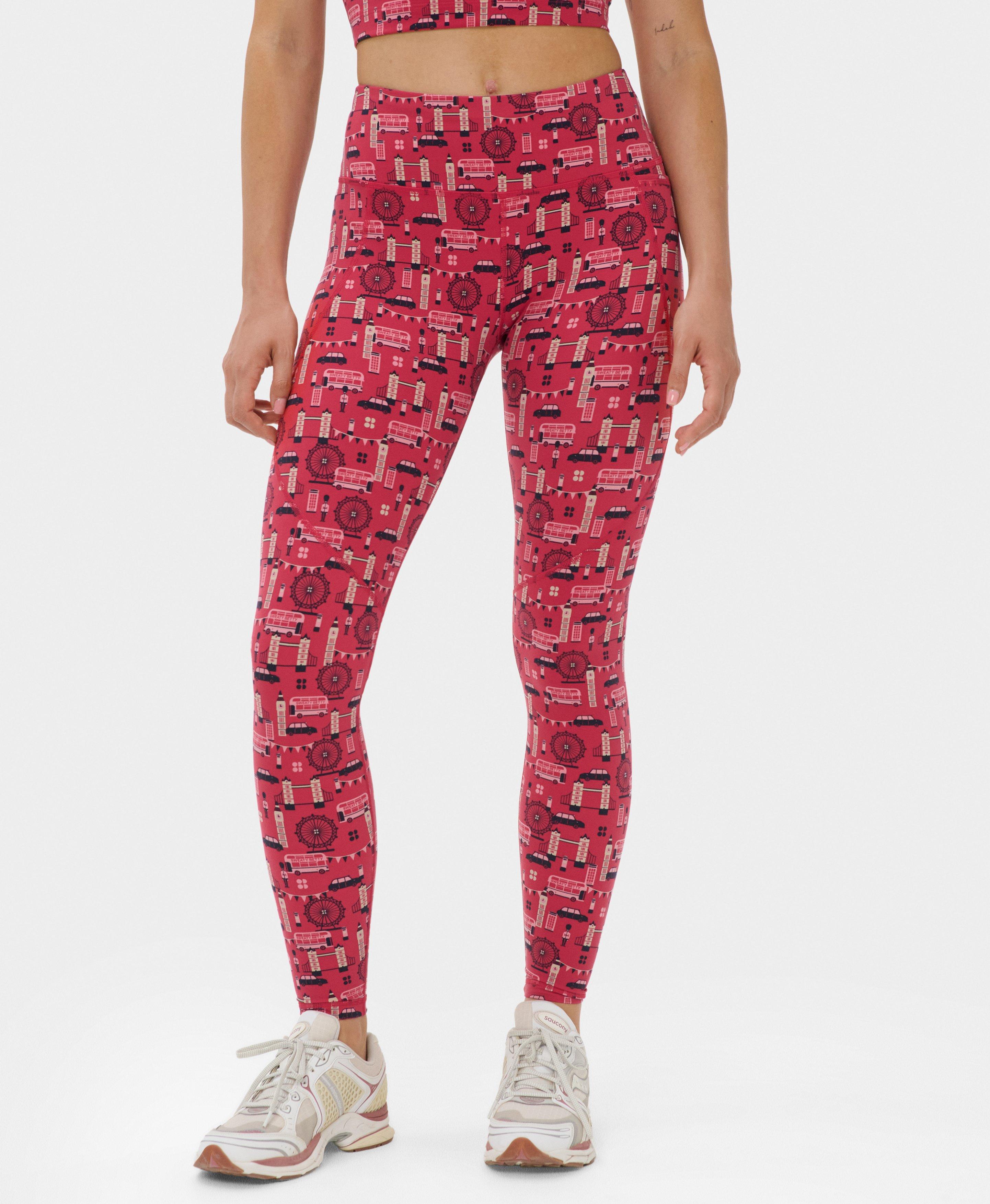 Power Workout Leggings - Red Landmark Print - Full Length