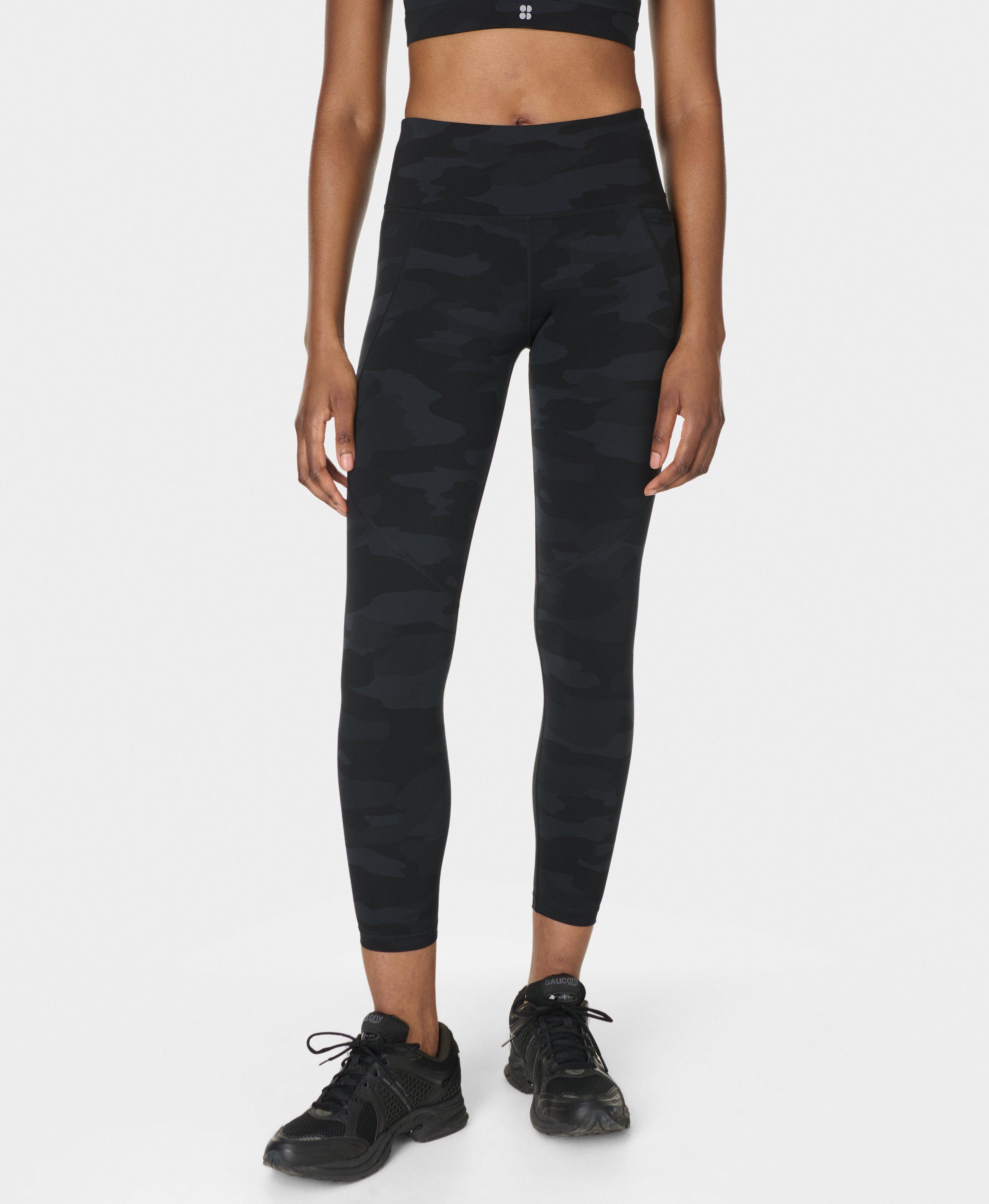 Power 7/8 Workout Leggings - Ultra Black Camo Print - 7/8 Length