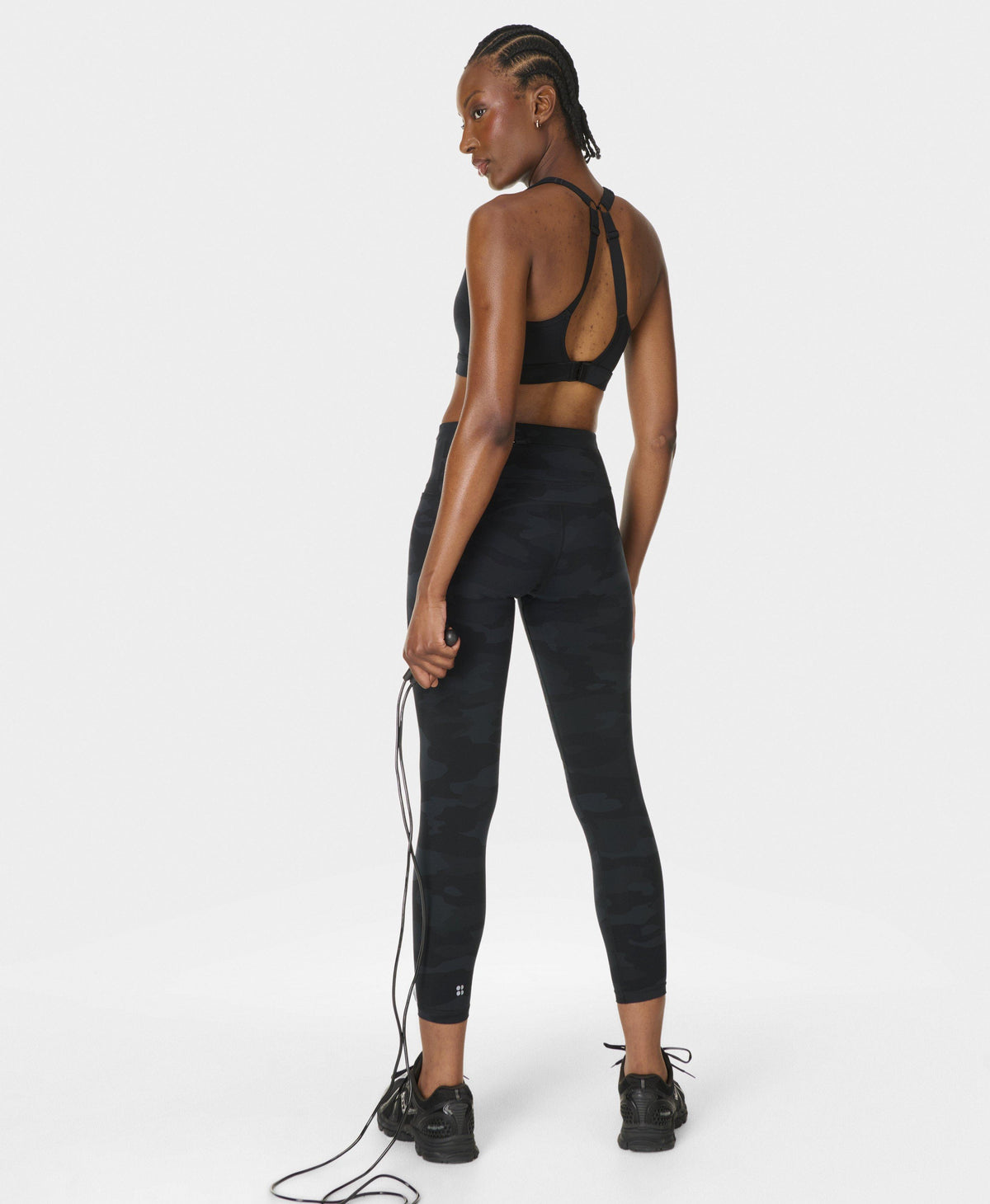 Power 7/8 Workout Leggings - Ultra Black Camo Print - 7/8 Length
