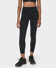 Power 7/8 Workout Leggings - Ultra Black Camo Print - 7/8 Length