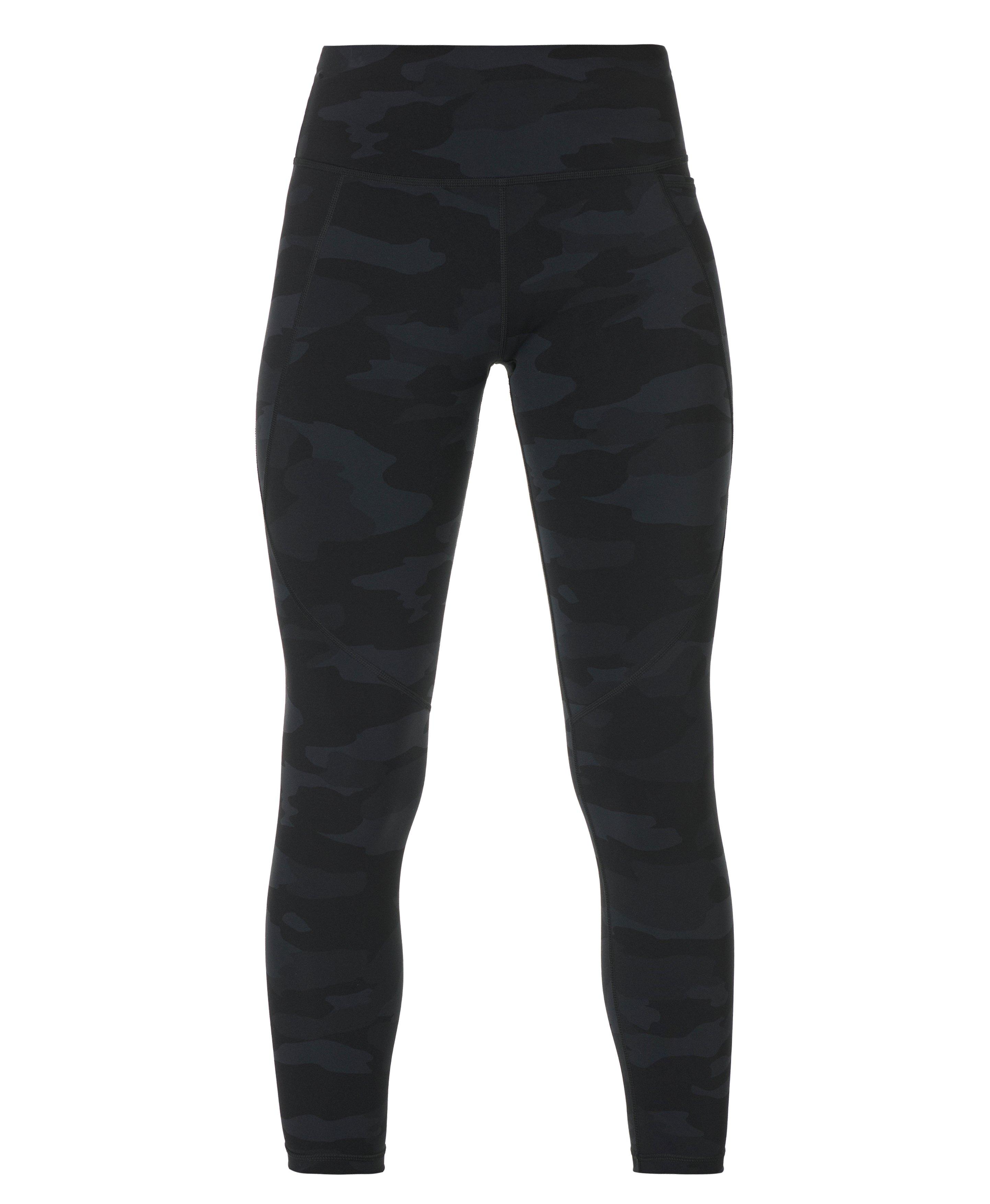 Power Workout Leggings - Ultra Black Camo Print - Full Length