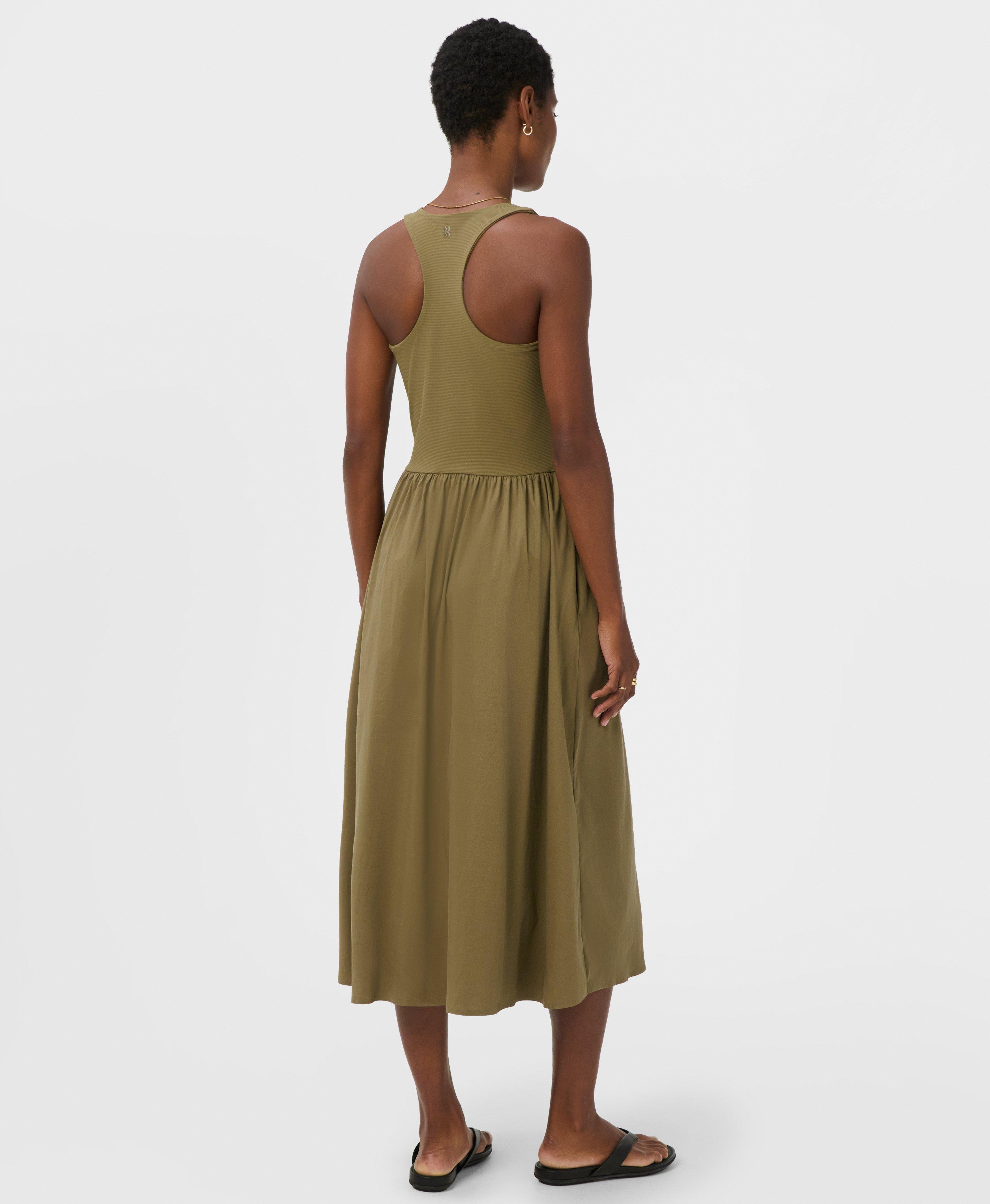 Explorer Ribbed Racer Midi Dress - Agave Green