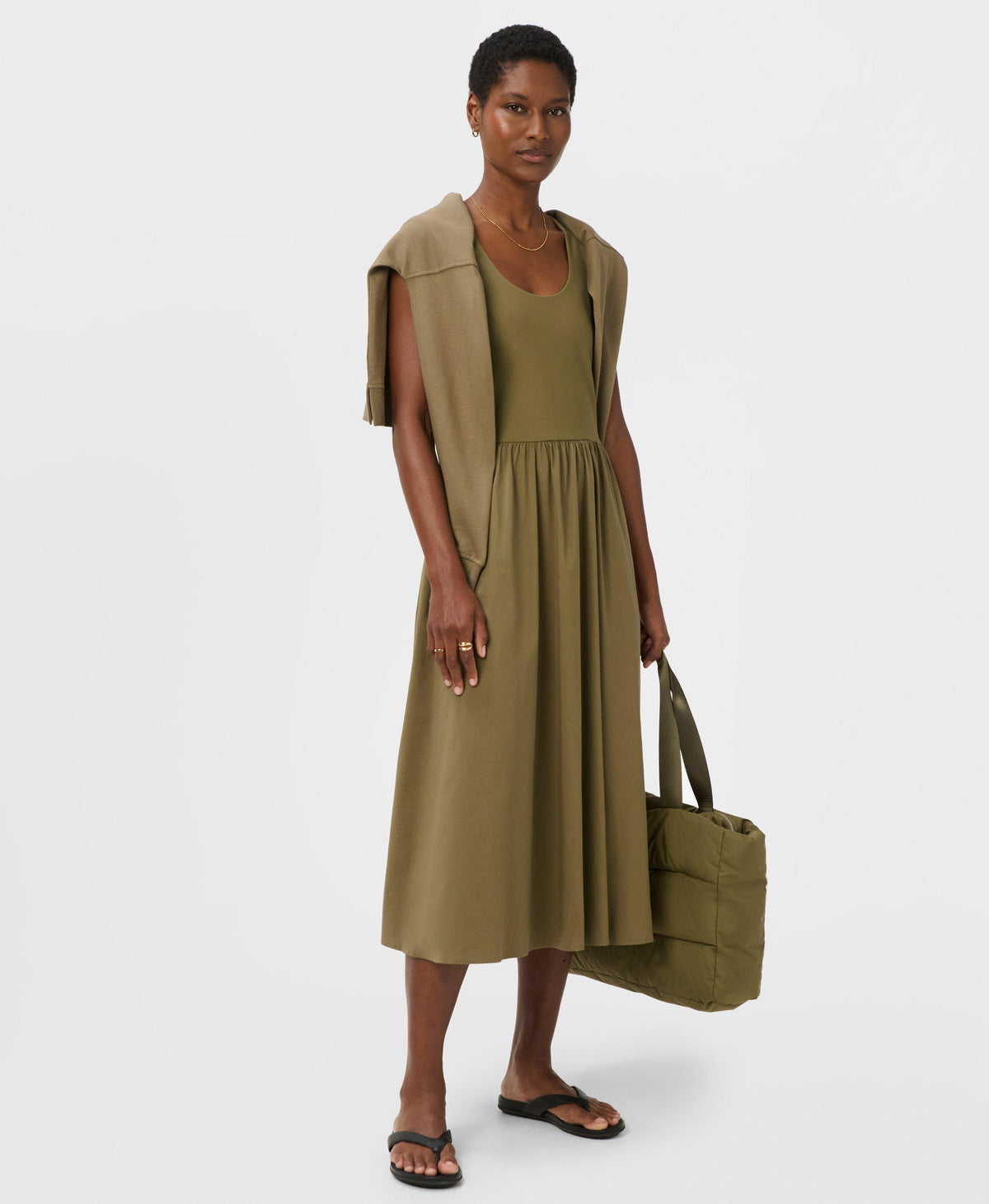 Explorer Ribbed Racer Midi Dress - Agave Green
