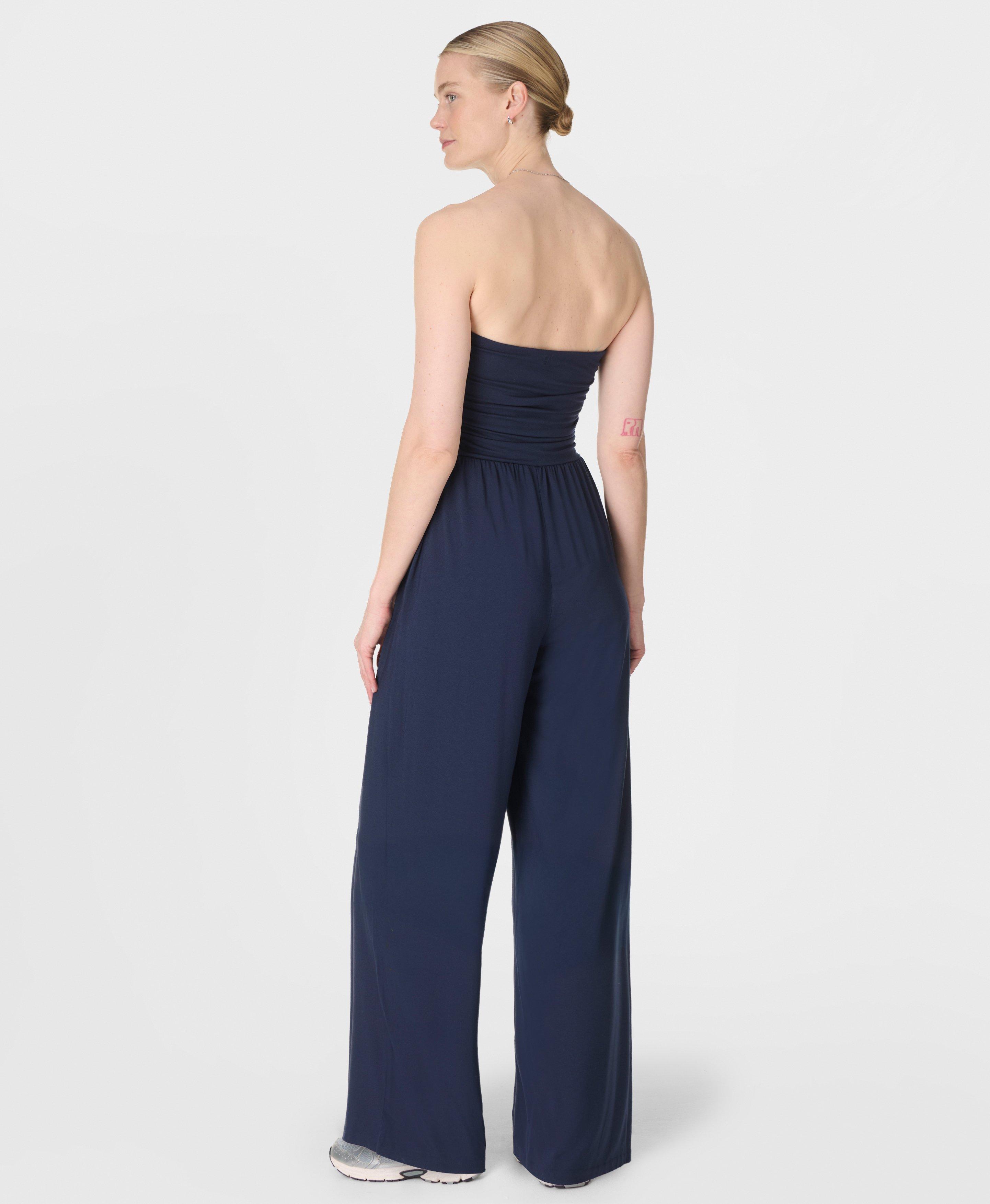 Modal Wide Leg Jumpsuit - Navy Blue