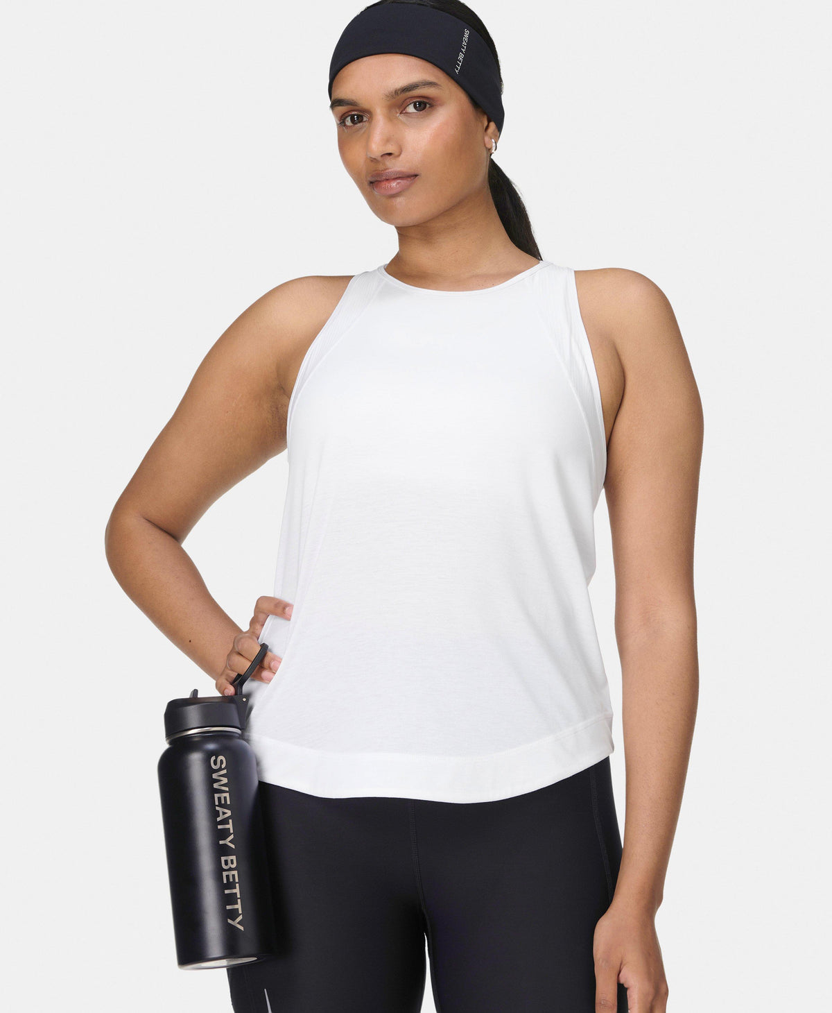 Breathe Easy Mesh Run Tank - White