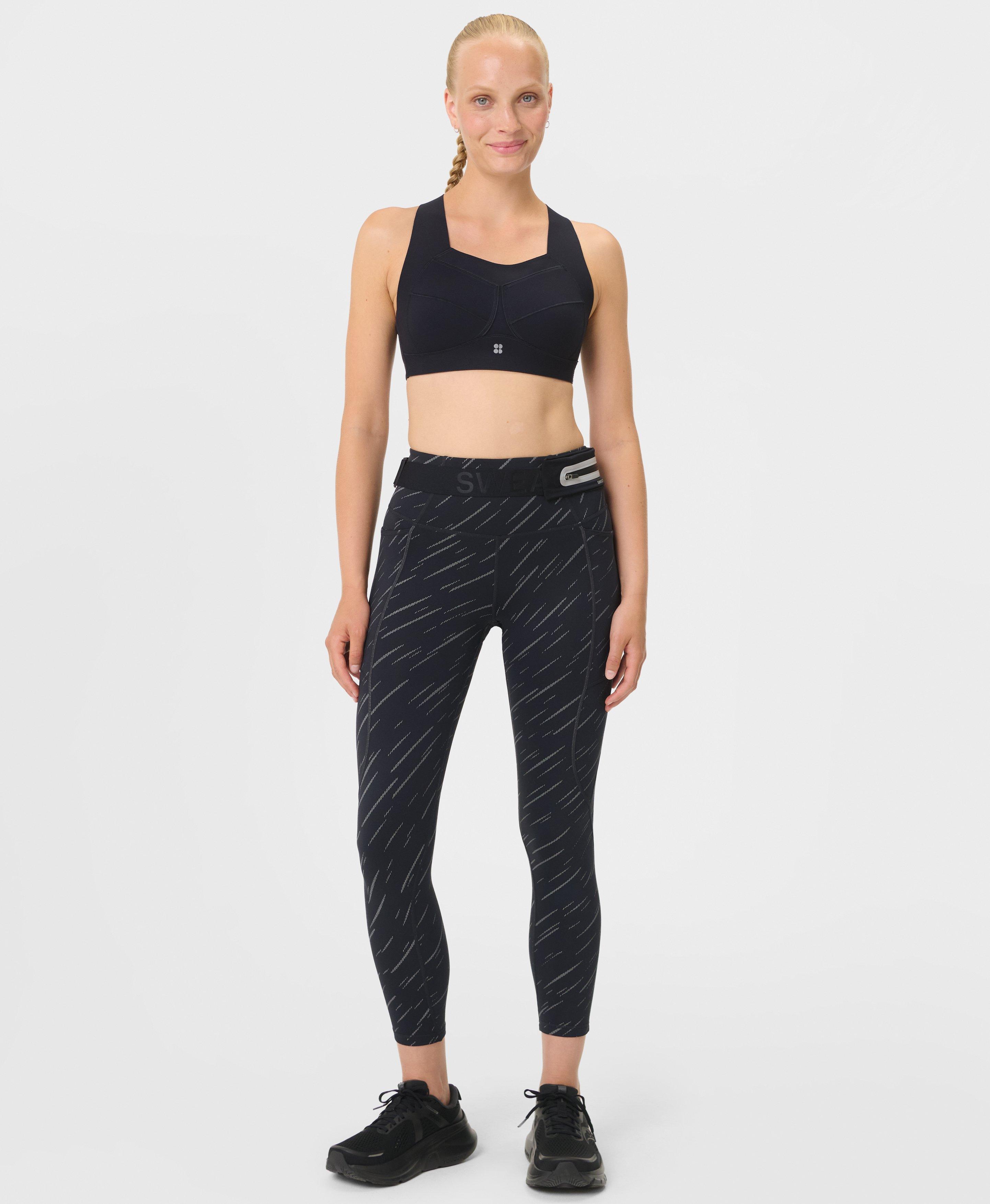 Therma Boost Reflective 7/8 Running Leggings - Black Flash Reflective Print - 7/8 Length