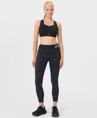 Therma Boost Reflective 7/8 Running Leggings - Black Flash Reflective Print - 7/8 Length