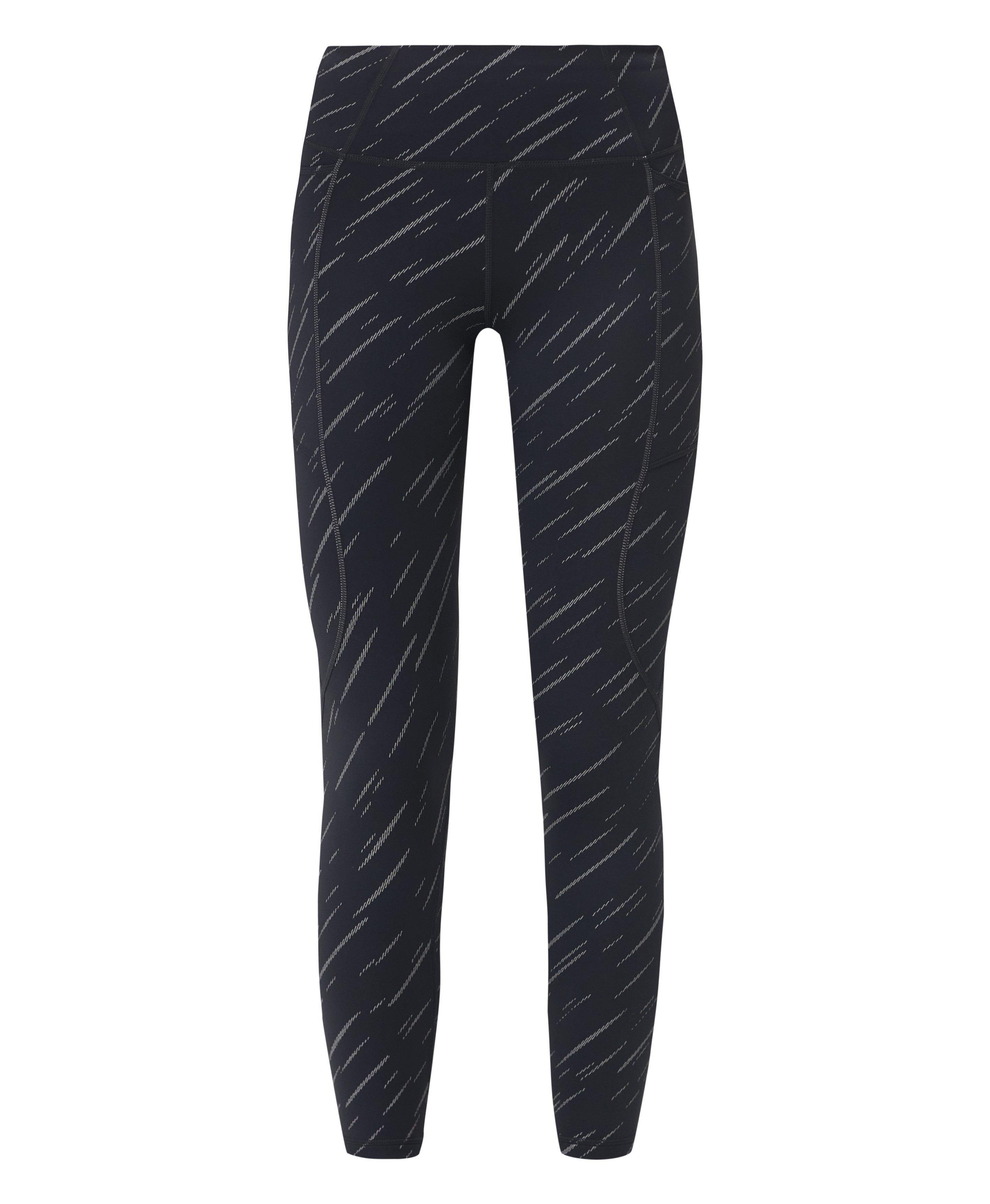 Therma Boost Reflective Running Leggings - Black Flash Reflective Print - Full Length