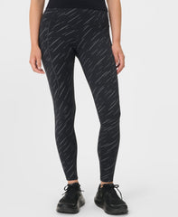 Therma Boost Reflective Running Leggings - Black Flash Reflective Print - Full Length