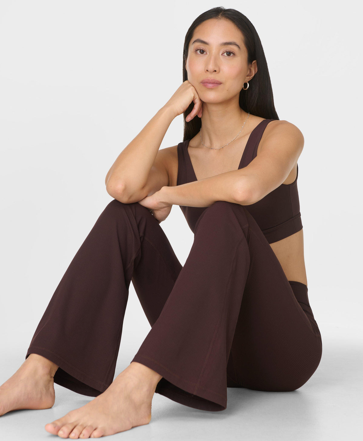 Glow Flex Rib Flare Pants - Sable Brown