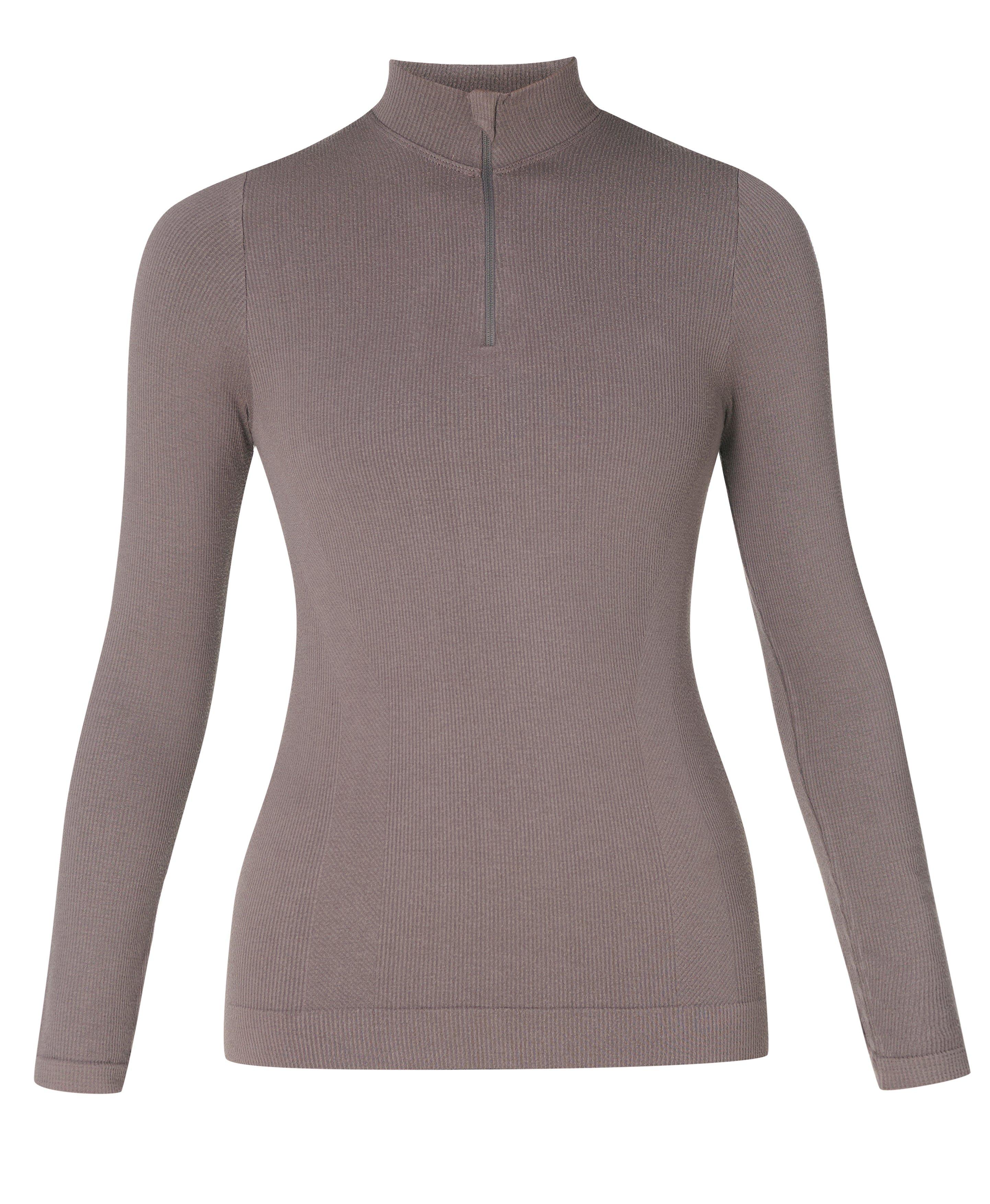 Mindful Flex Half Zip Long Sleeve Tee - Taupe Brown