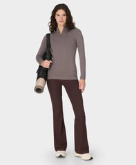Mindful Flex Half Zip Long Sleeve Tee - Taupe Brown